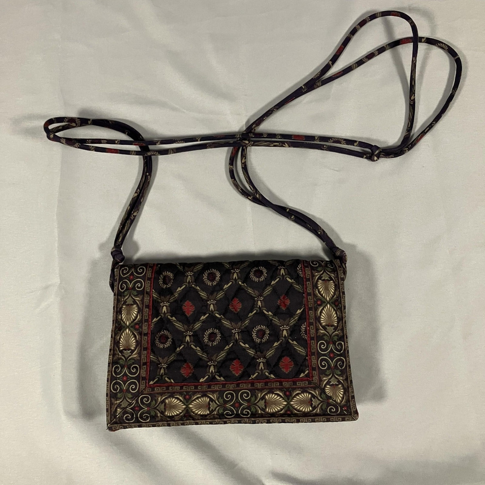 Vera Bradley Crossbody Bag Womens One‎ Size Black Red Quilted Cotton Made in USA
